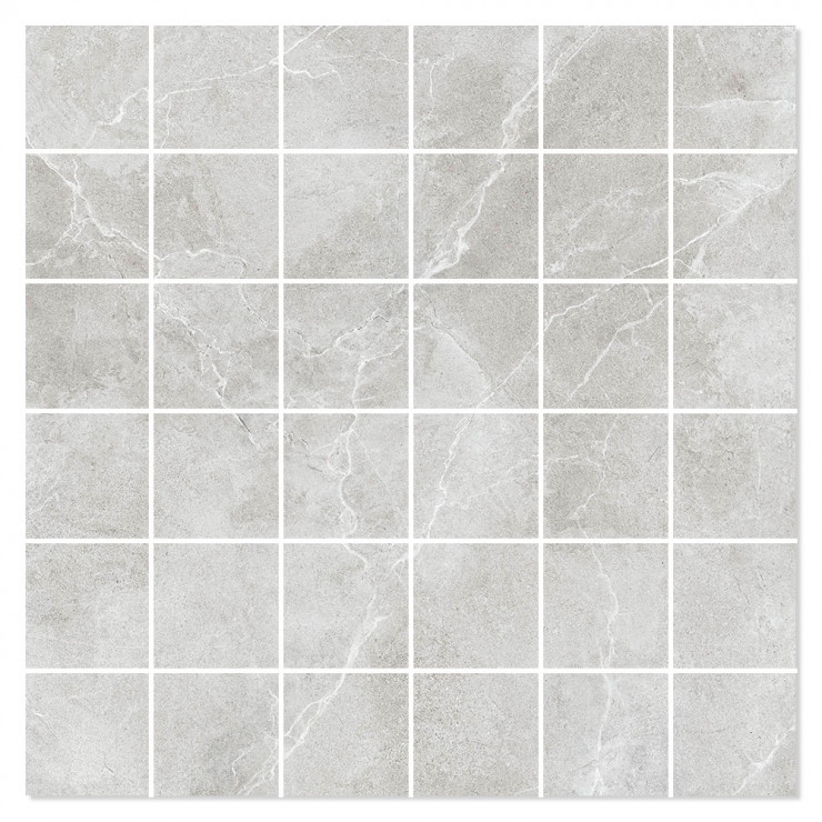 Marmor Mosaik Klinker Emperador Premium Lysegrå Poleret 30x30 (5x5) cm-1